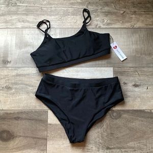 Black 2 piece high waisted swim suit